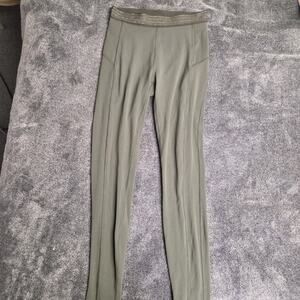 Lululemon Workout Leggings Green Principal Dancer Golden Lining Tight 28" Size 6